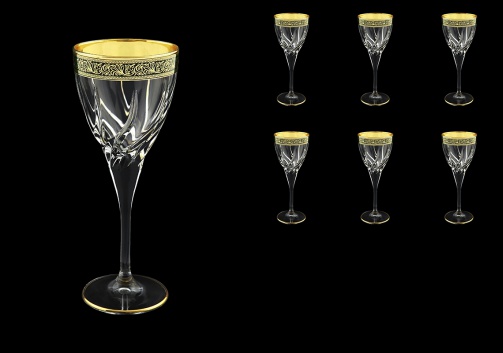 Trix C3 TMGB Wine Glasses 180ml 6pcs in Lilit Golden Black Decor (31-808)