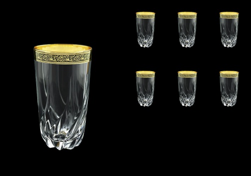 Trix B0 TMGB Water Glasses 470ml 6pcs in Lilit Golden Black Decor (31-813)