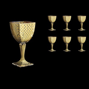 Arezzo C2 ACHG N Wine Glasses 300ml 6pcs in Chessboard Golden Decor+N (768)