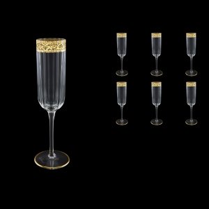 Bach CFL BNGL Champagne Flutes 210ml 6pcs in Romance Golden Bright Decor (33-887/BT)