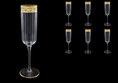 Bach CFL BNGL Champagne Flutes 210ml 6pcs in Romance Golden Bright Decor (33-887/BT)