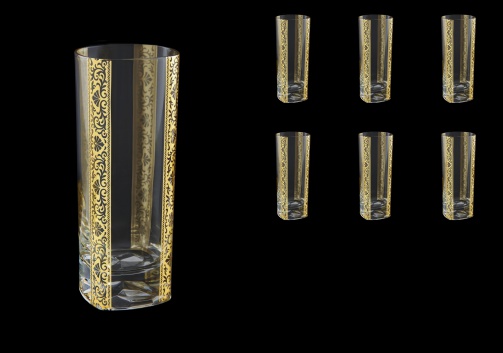 Strauss Rock B0 SNGL Water Glasses 440ml 6pcs in Romance Golden Bright Decor (33-905/BT)
