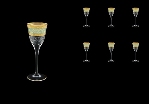 Fiesole C5 FALT Liqueur Glasses 70ml 6pcs in Allegro Golden Turquoise Light D. (6T-829/L)