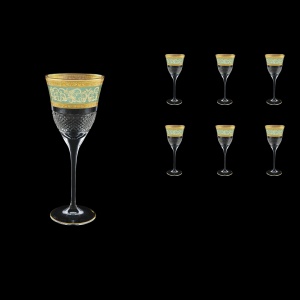 Fiesole C3 FALT Wine Glasses 190ml 6pcs in Allegro Golden Turquoise Light Decor (6T-830/L)