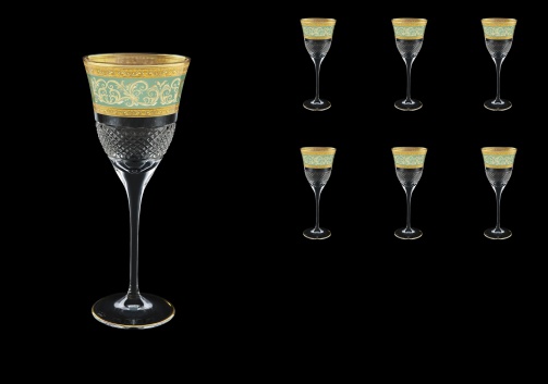 Fiesole C3 FALT Wine Glasses 190ml 6pcs in Allegro Golden Turquoise Light Decor (6T-830/L)