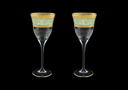 Fiesole C3 FALT Wine Glasses 190ml 2pcs in Allegro Golden Turquoise Light D.(6T-830/2/L)