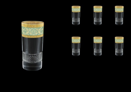 Fiesole B0 FALT Water Glasses 360ml 6pcs in Allegro Golden Turquoise Light D. (6T-834/L)