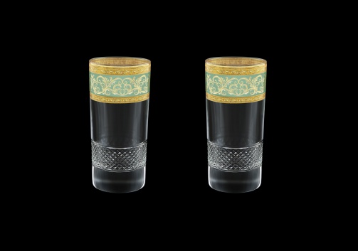 Fiesole B0 FALT Water Glasses 360ml 2pcs in Allegro Golden Turquoise Light D. (6T-834/2/L)