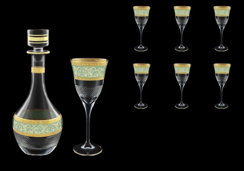 Fiesole Set RD+C2 FALT 900ml+6x282ml in Allegro Gold. Turquoise Light Decor (6T-837/831/L)