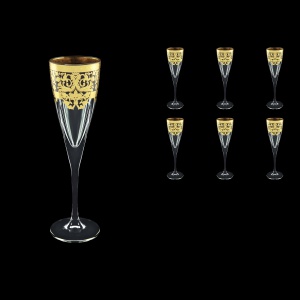 Fusion CFL F0026 Champagne Flutes 170ml 6pcs in Natalia Golden Black Decor (F0026-0110)