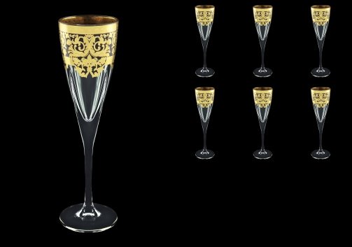 Fusion CFL F0026 Champagne Flutes 170ml 6pcs in Natalia Golden Black Decor (F0026-0110)