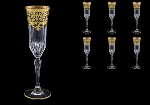 Adagio CFL F0026 Champagne Flutes 180ml 6pcs in Natalia Golden Black Decor (F0026-0410)