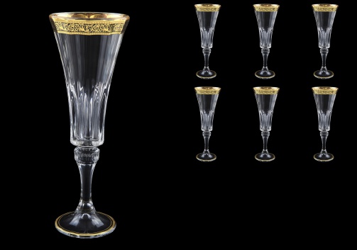 Wellington CFL WMGB Champagne Flutes 180ml 6pcs in Lilit Golden Black Decor (31-2010)