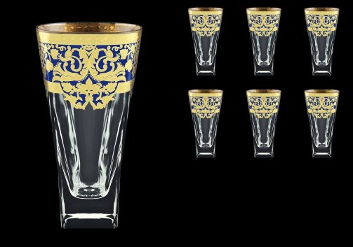 Fusion B0 F0023 Water Glasses 384ml 6pcs in Natalia Golden Blue Decor (F0023-0100)