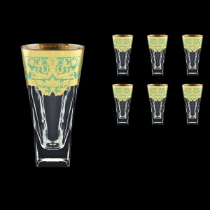 Fusion B0 F002T Water Glasses 384ml 6pcs in Natalia Golden Turquoise Decor (F002T-0100)