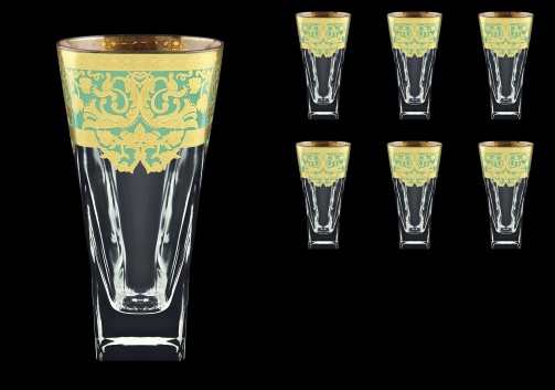 Fusion B0 F002T Water Glasses 384ml 6pcs in Natalia Golden Turquoise Decor (F002T-0100)