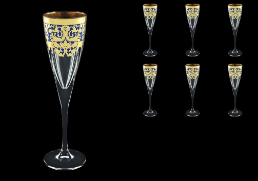 Fusion CFL F0023 Champagne Flutes 170ml 6pcs in Natalia Golden Blue Decor (F0023-0110)