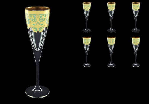 Fusion CFL F002T Champagne Flutes 170ml 6pcs in Natalia Golden Turquoise D. (F002T-0110)