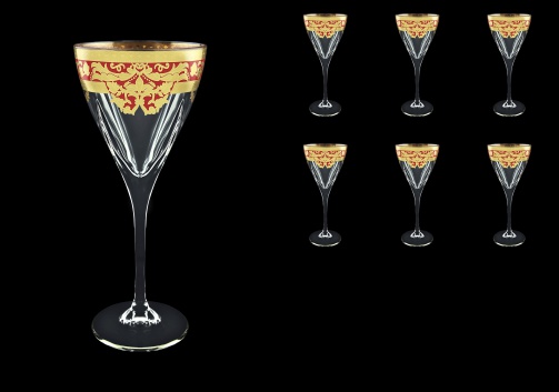 Fusion C2 F0022 Wine Glasses 250ml 6pcs in Natalia Golden Red Decor (F0022-0112)
