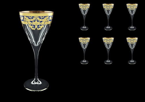 Fusion C2 F0023 Wine Glasses 250ml 6pcs in Natalia Golden Blue Decor (F0023-0112)