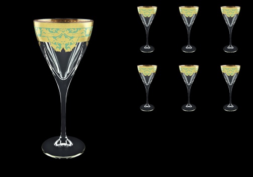 Fusion C2 F002T Wine Glasses 250ml 6pcs in Natalia Golden Turquoise Decor (F002T-0112)