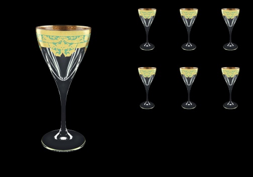 Fusion C3 F002T Wine Glasses 210ml 6pcs in Natalia Golden Turquoise Decor (F002T-0113)