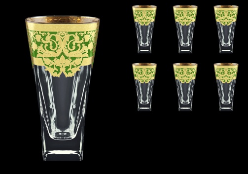 Fusion B0 F0024 Water Glasses 384ml 6pcs in Natalia Golden Green Decor (F0024-0100)