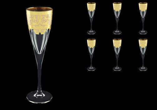 Fusion CFL F0025 Champagne Flutes 170ml 6pcs in Natalia Golden Ivory Decor (F0025-0110)