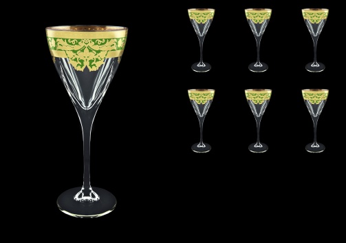 Fusion C2 F0024 Wine Glasses 250ml 6pcs in Natalia Golden Green Decor (F0024-0112)