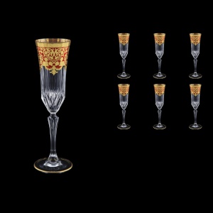 Adagio CFL F0022 Champagne Flutes 180ml 6pcs in Natalia Golden Red Decor (F0022-0410)