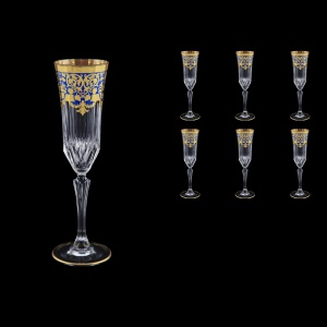 Adagio CFL F0023 Champagne Flutes 180ml 6pcs in Natalia Golden Blue Decor (F0023-0410)
