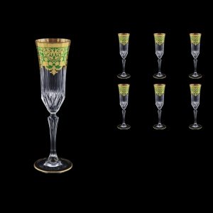 Adagio CFL F0024 Champagne Flutes 180ml 6pcs in Natalia Golden Green Decor (F0024-0410)