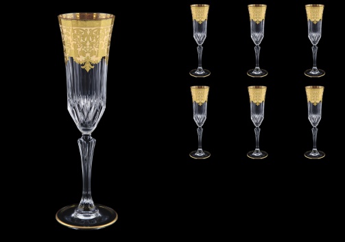 Adagio CFL F0025 Champagne Flutes 180ml 6pcs in Natalia Golden Ivory Decor (F0025-0410)