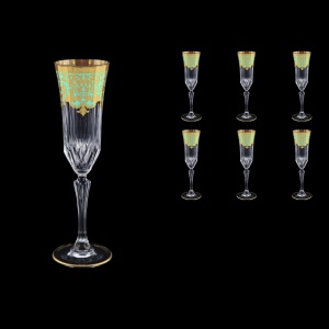 Adagio CFL F002T Champagne Flutes 180ml 6pcs in Natalia Golden Turquoise D.  (F002T-0410)