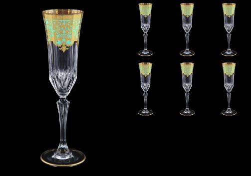 Adagio CFL F002T Champagne Flutes 180ml 6pcs in Natalia Golden Turquoise D.  (F002T-0410)