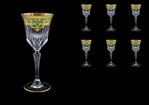 Adagio C3 F0024 Wine Glasses 220ml 6pcs in Natalia Golden Green Decor (F0024-0413)