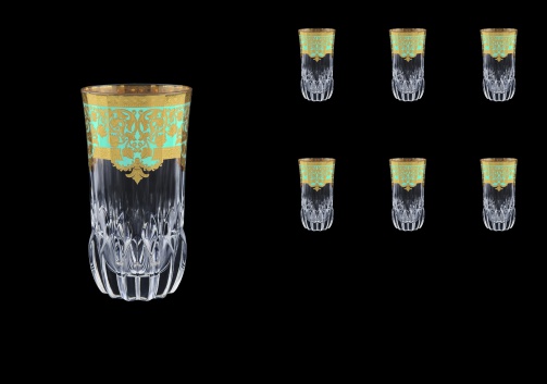 Adagio B0 F002T Water Glasses 400ml 6pcs in Natalia Golden Turquoise Decor (F002T-0400)