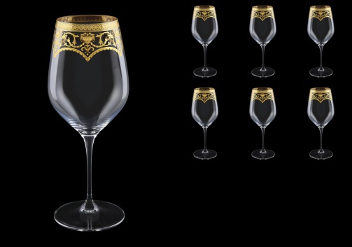 Supreme CWX SEGK Bordeaux Glass 810ml, 6pcs in Flora´s Empire Gold. Crystal D. (20-4016/L)