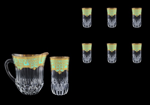 Adagio Set J+B0 F002T 1230ml+6x400ml 1+6pcs in Natalia Golden Turquoise Decor (F002T-0430)