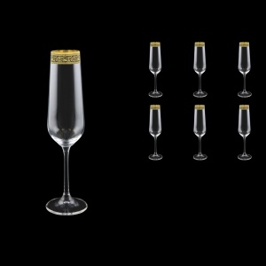 Strix CFL SMGB Champagne Flute in Lilit Golden Black Decor, 200ml, 6pcs (31-2210)