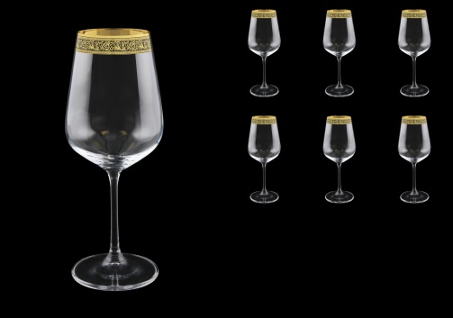 Strix C2 SMGB Red Wine Glasses in Lilit Golden Black Decor, 450ml, 6pcs (31-2212)