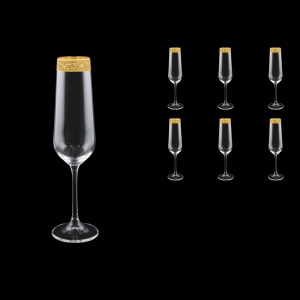 Strix CFL SNGC Champagne Flute in Romance Golden Classic Decor, 200ml, 6pcs (33-2210)