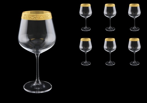 Strix CWR SNGC Red Wine Glasses in Romance Golden Classic Decor, 600ml, 6pcs (33-2216)