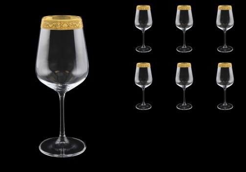 Strix C2 SNGC Red Wine Glasses in Romance Golden Classic Decor, 450ml, 6pcs (33-2212)