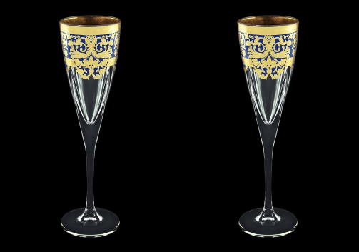 Fusion CFL F0023 Champagne Flutes 170ml 2pcs in Natalia Golden Blue Decor (F0023-0110=2)
