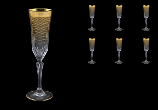 Adagio CFL F0050 Champagne Flutes 180ml 6pcs in Rio Golden Crystal Decor (F0050-0410)