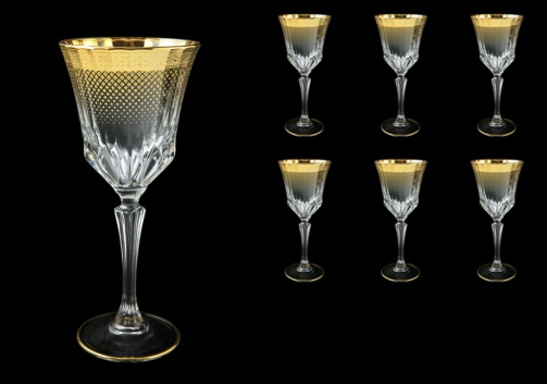 Adagio C2 F0050 Wine Glasses 280ml 6pcs in Rio Golden Crystal Decor (F0050-0412)
