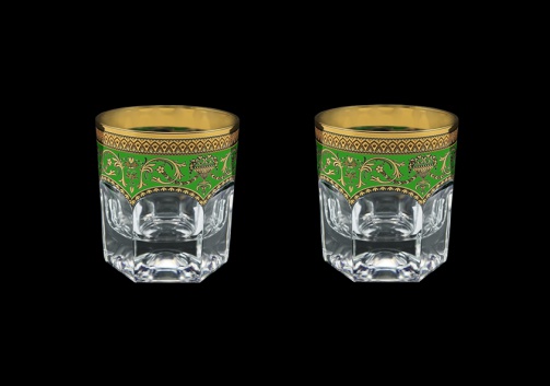 Provenza B2 PEGG Whisky Glasses 280ml 2pcs in Flora´s Empire Golden Green Decor (24-527/2)