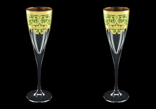 Fusion CFL F0024 Champagne Flutes 170ml 2pcs in Natalia Golden Green Decor (F0024-0110=2)