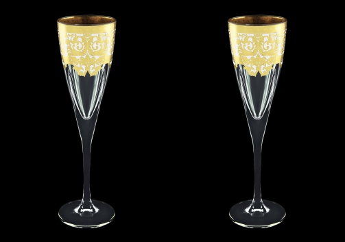 Fusion CFL F0021 Champagne Flutes 170ml 2pcs in Natalia Golden White Decor (F0021-0110=2)